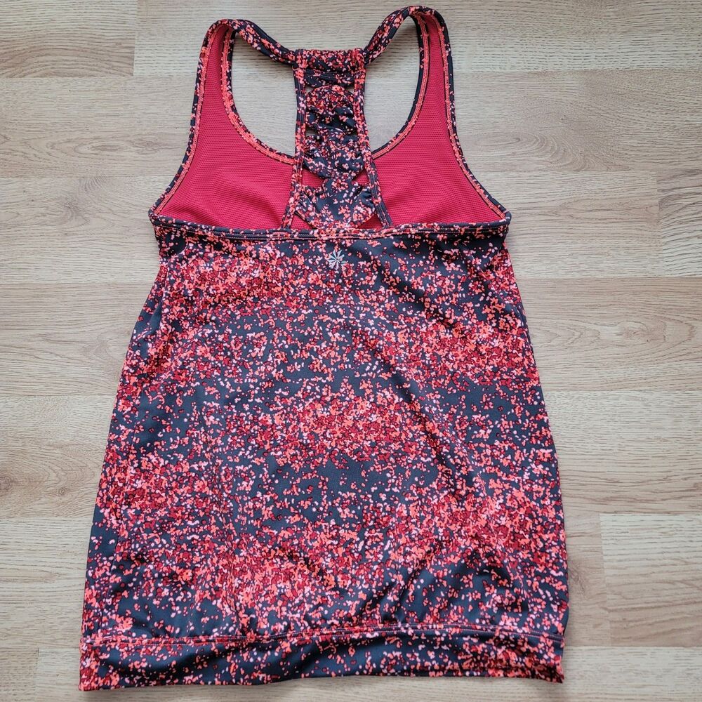 Athleta Racerback Tank Top with Built‑In Bra XXS Pink/Red Speckle - Picture 2 of 9
